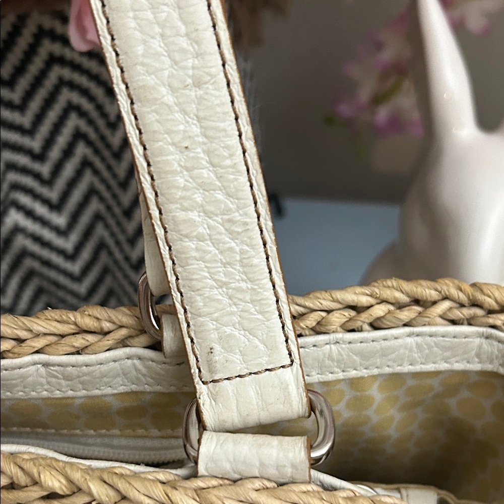 Brighton Cream and Tan Woven Tote - Picture 6 of 16